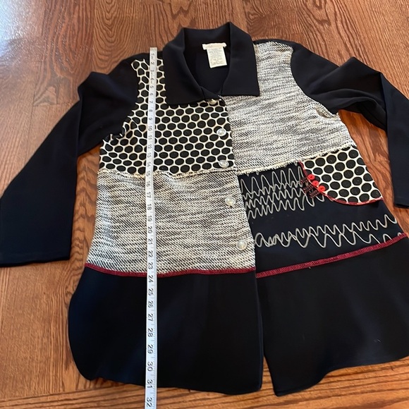 Zoe by Michael Phillips Canada multi textured pattern block cardigan relaxed Med - Picture 11 of 13